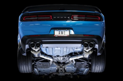 AWE Tuning 2015+ Dodge Challenger 6.4L/6.2L SC Track Edition Exhaust - Quad Chrome Silver Tips thumbnail 9