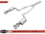 AWE Tuning 2015+ Dodge Challenger 6.4L/6.2L Non-Resonated Touring Edition Exhaust - Quad Silver Tips thumbnail 1