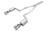 AWE Tuning 2015+ Dodge Challenger 6.4L/6.2L Non-Resonated Touring Edition Exhaust - Quad Silver Tips thumbnail 4