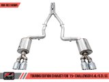 AWE Tuning 2015+ Dodge Challenger 6.4L/6.2L Non-Resonated Touring Edition Exhaust - Quad Silver Tips thumbnail 7