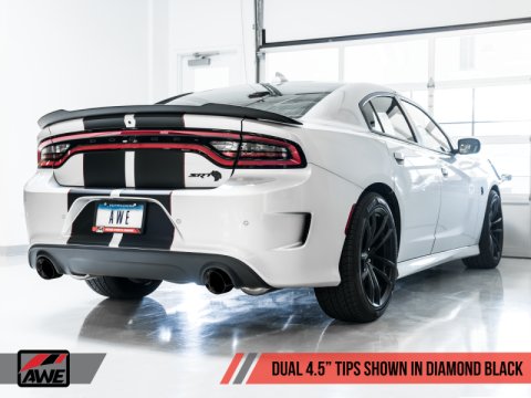 AWE Tuning 2015+ Dodge Charger 6.4L/6.2L Non-Resonated Touring Edition Exhaust - Diamond Blk Tips thumbnail 1