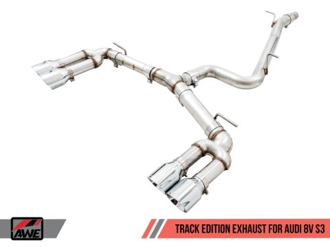 AWE Tuning Audi 8V S3 Track Edition Exhaust w/Chrome Silver Tips 102mm thumbnail 1