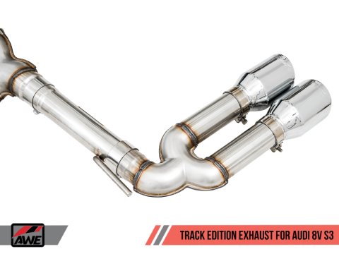 AWE Tuning Audi 8V S3 Track Edition Exhaust w/Chrome Silver Tips 102mm thumbnail 6