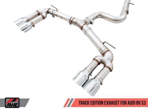 AWE Tuning Audi 8V S3 Track Edition Exhaust w/Chrome Silver Tips 102mm thumbnail 7
