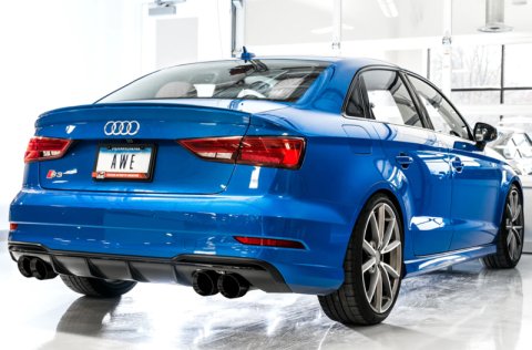 AWE Tuning Audi 8V S3 Track Edition Exhaust w/Diamond Black Tips 102mm thumbnail 5
