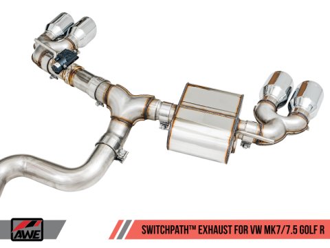 AWE Tuning Mk7 Golf R SwitchPath Exhaust w/Chrome Silver Tips 102mm thumbnail 8