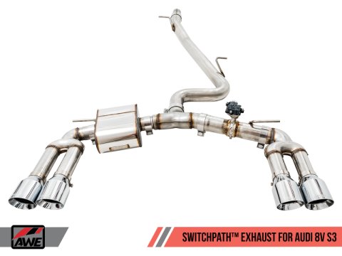 AWE Tuning Audi 8V S3 SwitchPath Exhaust w/Chrome Silver Tips 102mm thumbnail 5