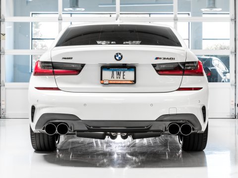 AWE Tuning 2019+ BMW M340i (G20) Track Edition Exhaust - Quad Chrome Silver Tips thumbnail 5