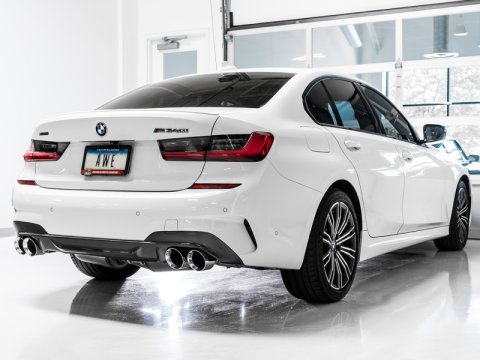 AWE Tuning 2019+ BMW M340i (G20) Non-Resonated Touring Edition Exhaust - Quad Chrome Silver Tips thumbnail 5