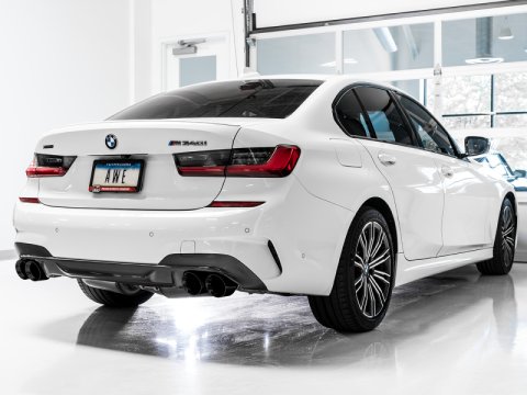 AWE Tuning 2019+ BMW M340i (G20) Non-Resonated Touring Edition Exhaust - Quad Diamond Black Tips thumbnail 5