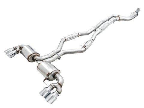 AWE Tuning 2019+ BMW M340i (G20) Resonated Touring Edition Exhaust - Quad Chrome Silver Tips thumbnail 1