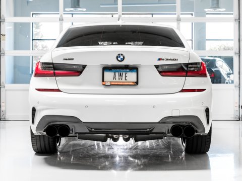 AWE Tuning 2019+ BMW M340i (G20) Resonated Touring Edition Exhaust - Quad Diamond Black Tips thumbnail 6