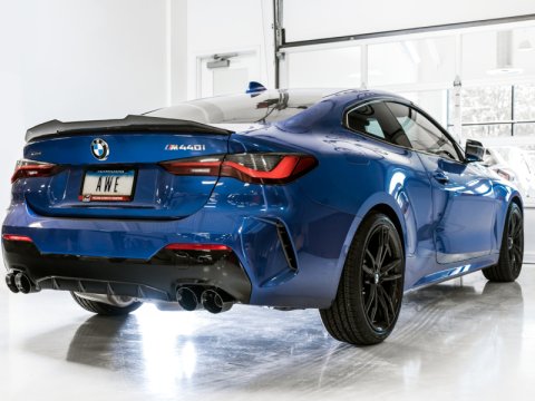 AWE Tuning 2019+ BMW M340i (G20) Resonated Touring Edition Exhaust - Quad Diamond Black Tips thumbnail 7