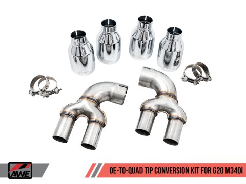 AWE Tuning 2019+ BMW M340i (G20) OE-Config-To-Quad Tip Conversion Kit - Diamond Black Tip thumbnail 6