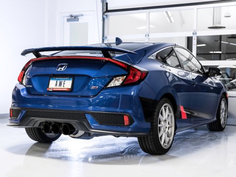 AWE Tuning Honda Civic Si 10th Gen 1.5L Turbo Dual-to-Triple Tip Conversion Kit - Diamond Black Tip thumbnail 5