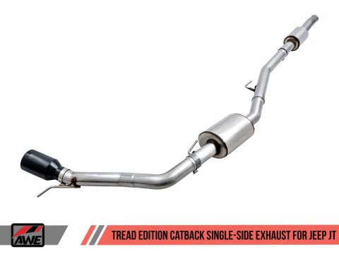 AWE Tuning 20-21 Jeep Gladiator JT 3.6L Tread Edition Cat-Back Single Side Exhaust - Diamond Blk Ti thumbnail 1