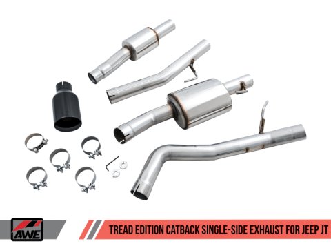 AWE Tuning 20-21 Jeep Gladiator JT 3.6L Tread Edition Cat-Back Single Side Exhaust - Diamond Blk Ti thumbnail 6