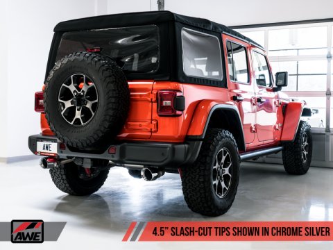 AWE Tuning 2018+ Jeep Wrangler JL/JLU Tread Edition Axle-Back Dual Exhaust - Chrome Silver Tips thumbnail 4