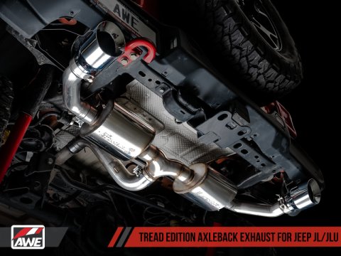 AWE Tuning 2018+ Jeep Wrangler JL/JLU Tread Edition Axle-Back Dual Exhaust - Chrome Silver Tips thumbnail 5