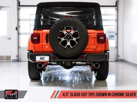 AWE Tuning 2018+ Jeep Wrangler JL/JLU Tread Edition Axle-Back Dual Exhaust - Chrome Silver Tips thumbnail 7