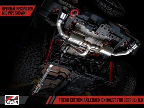 AWE Tuning 2018+ Jeep Wrangler JL/JLU Tread Edition Axle-Back Dual Exhaust - Chrome Silver Tips thumbnail 9