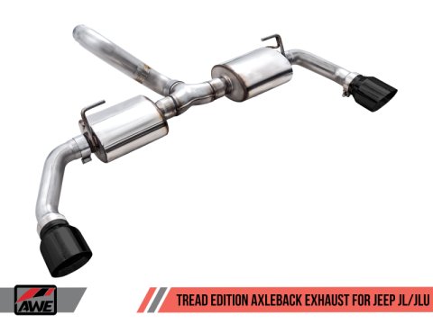 AWE Tuning 2018+ Jeep Wrangler JL/JLU Tread Edition Axle-Back Dual Exhaust - Diamond Black Tips thumbnail 6