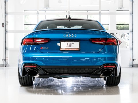 AWE Tuning Audi B9.5 RS 5 Coupe Non-Resonated Touring Edition Exhaust - RS-Style Diamond Black Tips thumbnail 4