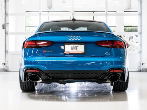 AWE Tuning Audi B9.5 RS 5 Coupe Non-Resonated Touring Edition Exhaust - RS-Style Diamond Black Tips thumbnail 6