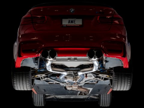 AWE Tuning BMW F8X M3/M4 Track Edition Cat-Back Exhaust - Diamond Black Tips thumbnail 7