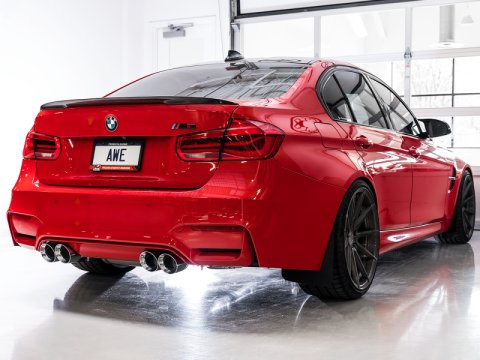 AWE Tuning BMW F8X M3/M4 SwitchPath Cat-Back Exhaust - Diamond Black Tips thumbnail 4