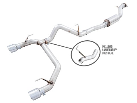AWE Tuning 2021+ Ford Bronco 0FG Dual Rear Exit Exhaust w/Chrome Silver Tips & Bash Guard thumbnail 4