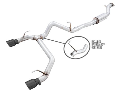 AWE Tuning 2021+ Ford Bronco 0FG Dual Rear Exit Exhaust w/Diamond Black Tips & Bash Guard thumbnail 1