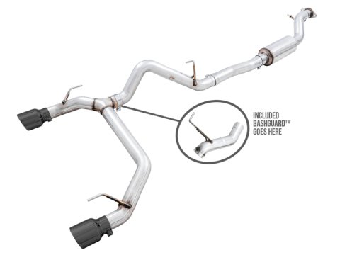 AWE Tuning 2021+ Ford Bronco 0FG Dual Rear Exit Exhaust w/Diamond Black Tips & Bash Guard thumbnail 3