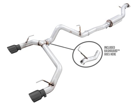 AWE Tuning 2021+ Ford Bronco 0FG Dual Rear Exit Exhaust w/Diamond Black Tips & Bash Guard thumbnail 4