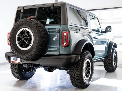AWE Tuning 2021+ Ford Bronco 0FG Dual Rear Exit Exhaust w/Diamond Black Tips & Bash Guard thumbnail 6