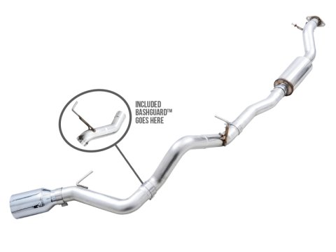 AWE Tuning 2021+ Ford Bronco 0FG Single Rear Exit Exhaust w/Chrome Silver Tip & Bash Guard thumbnail 1