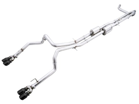 AWE Tuning 4th Gen GM 1500 6.2L 0FG Cat-Back Split Rear Exit (w/ Bumper Cutouts) - Quad Diamond Tips thumbnail 2