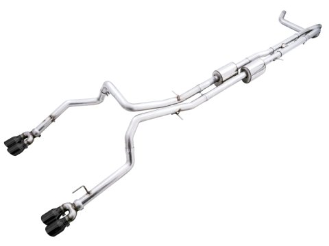 AWE Tuning 4th Gen GM 1500 6.2L 0FG Cat-Back Split Rear Exit (w/ Bumper Cutouts) - Quad Diamond Tips thumbnail 3