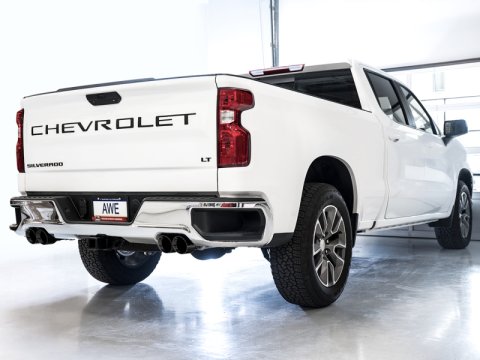 AWE Tuning 4th Gen GM 1500 6.2L 0FG Cat-Back Split Rear Exit (w/ Bumper Cutouts) - Quad Diamond Tips thumbnail 6
