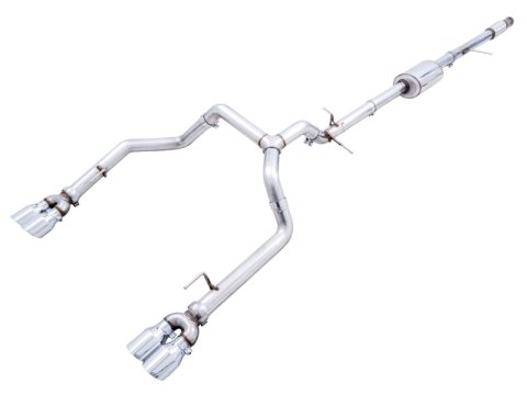 AWE Tuning 4th Gen GM 1500 5.3L 0FG Cat-Back Split Rear Exit (w/ Bumper Cutouts) - Quad Chrome Tips thumbnail 1