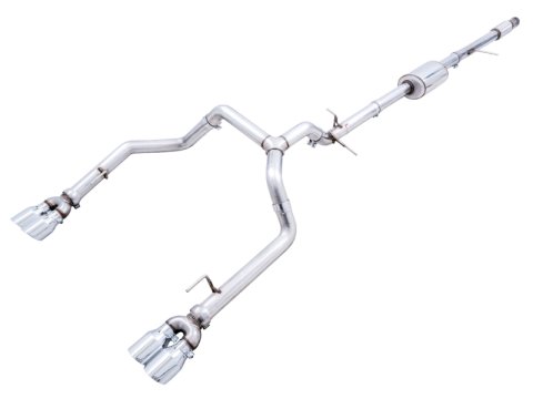 AWE Tuning 4th Gen GM 1500 5.3L 0FG Cat-Back Split Rear Exit (w/ Bumper Cutouts) - Quad Chrome Tips thumbnail 2