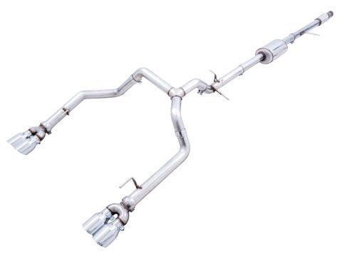 AWE Tuning 4th Gen GM 1500 5.3L 0FG Cat-Back Split Rear Exit (w/ Bumper Cutouts) - Quad Chrome Tips thumbnail 3