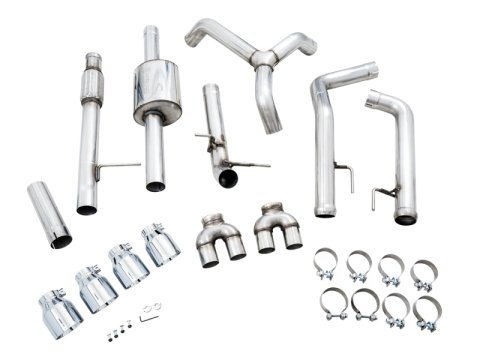 AWE Tuning 4th Gen GM 1500 5.3L 0FG Cat-Back Split Rear Exit (w/ Bumper Cutouts) - Quad Chrome Tips thumbnail 5