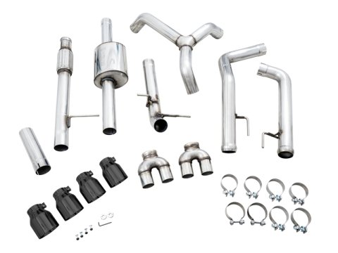 AWE Tuning 4th Gen GM 1500 5.3L 0FG Cat-Back Split Rear Exit (w/ Bumper Cutouts) - Quad Diamond Tips thumbnail 4