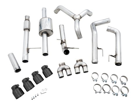 AWE Tuning 4th Gen GM 1500 5.3L 0FG Cat-Back Split Rear Exit (w/ Bumper Cutouts) - Quad Diamond Tips thumbnail 8