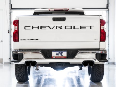 AWE Tuning 4th Gen GM 1500 5.3L 0FG Cat-Back Split Rear Exit (w/ Bumper Cutouts) - Quad Diamond Tips thumbnail 9