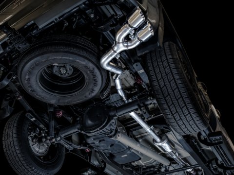 AWE Tuning 4th Gen GM 1500 5.3L 0FG Cat-Back Dual Side Exit (Flat Bumper) - Chrome Tips thumbnail 4