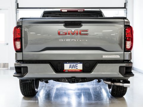 AWE Tuning 4th Gen GM 1500 5.3L 0FG Cat-Back Dual Side Exit (Flat Bumper) - Chrome Tips thumbnail 9