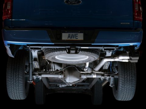 AWE 21+ Ford F150 Dual Side Exit Cat-Back Exhaust - 4.5in Diamond Black Tips *For Stock Y-Pipe Only thumbnail 6