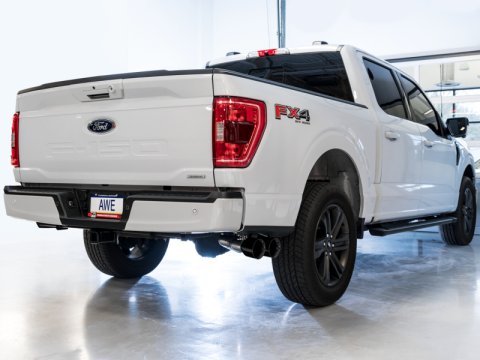 AWE 21+ Ford F150 Dual Side Exit Cat-Back Exhaust - 4.5in Diamond Black Tips *For Stock Y-Pipe Only thumbnail 7